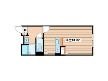 シーエスコート匠(ワンルーム/2階)の間取り写真