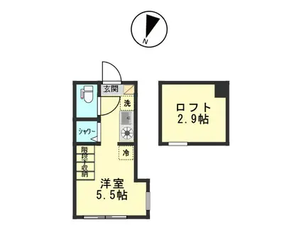 メゾン アンソレイエ(ワンルーム/2階)の間取り写真