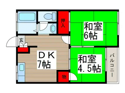 富士コーポ(2DK/2階)の間取り写真