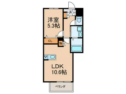 メゾン・ソラーナ(1LDK/2階)の間取り写真