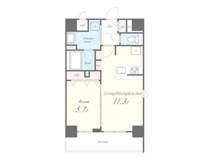 ソレイユ壬生(1LDK/7階)の間取り写真