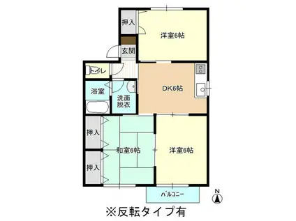 八ツ原ハイツ(3DK/2階)の間取り写真