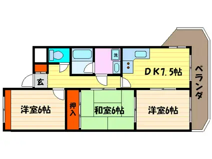 グラシィオ長岡(3DK/2階)の間取り写真