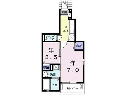 CHERRY BLOSSOM(1SK/1階)の間取り写真