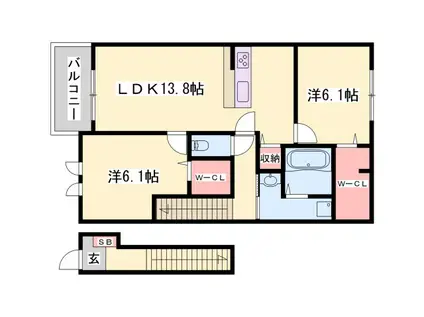 サンテ ドミール(2LDK/2階)の間取り写真