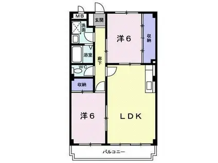 エトワール摂津(2LDK/2階)の間取り写真