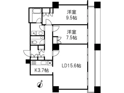グランパークハイツ(2LDK/28階)の間取り写真
