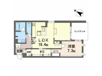 UTOLE A(1LDK/1階)の間取り写真