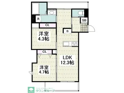 鵠沼海岸7丁目メゾン(2LDK/2階)の間取り写真