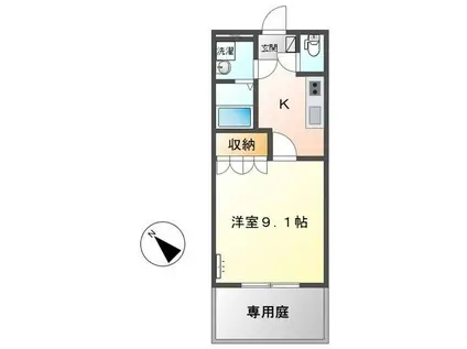 プリオール(1K/1階)の間取り写真
