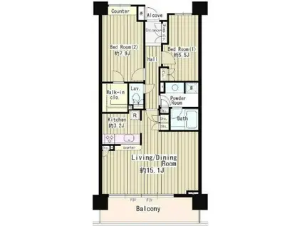 クラッサ目黒(2LDK/2階)の間取り写真