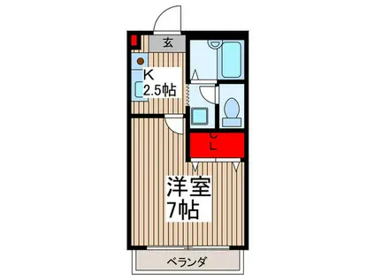 仏子駅 徒歩12分 オートロック付 マンション 1K(1K/2階)の間取り写真