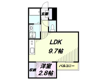 狭山市入間川3丁目アパート(1LDK/2階)の間取り写真