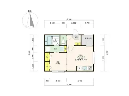 TOIRO(1LDK/1階)の間取り写真