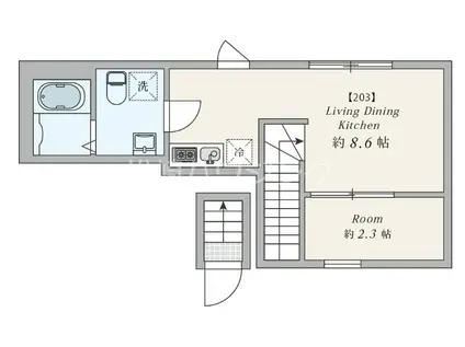 AW中野松が丘(1LDK/2階)の間取り写真
