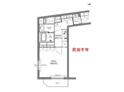 礼敷ゼロゼロ アーデン北沢 1K Q(1K/2階)の間取り写真