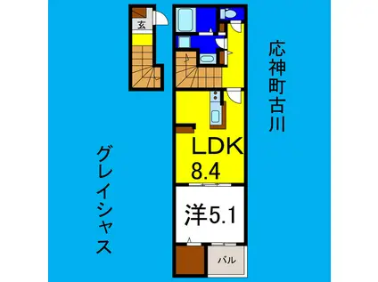 グレイシャス(1LDK/2階)の間取り写真