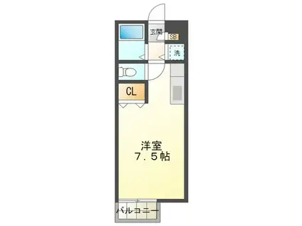 パサージュ(ワンルーム/2階)の間取り写真