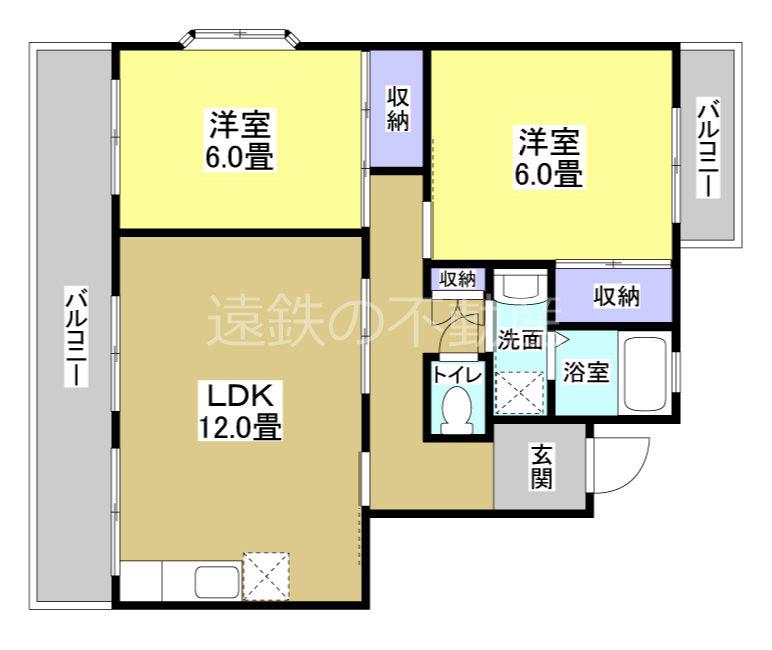 グランドハイツ II(2LDK/2階)の間取り写真