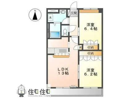 ベル・グラースI(2LDK/2階)の間取り写真
