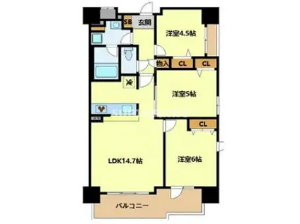 NE レジデンス(3LDK/3階)の間取り写真