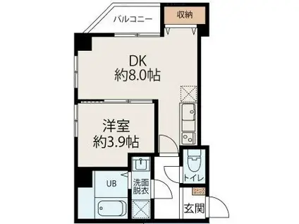 コネクトパークヒルズ千葉中央(1DK/9階)の間取り写真