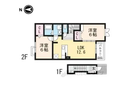 ニューフィルドⅠ(2LDK/2階)の間取り写真