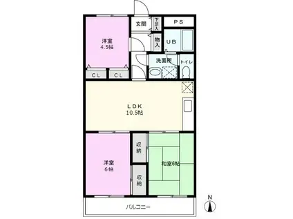 アルカサール南(3LDK/2階)の間取り写真