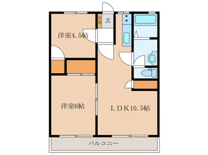 ラフィネ・ノワール今村南(2LDK/2階)の間取り写真