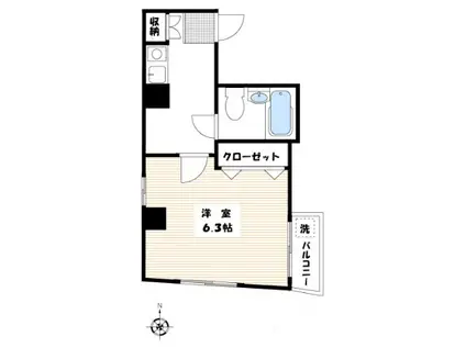 志村ビル(1K/3階)の間取り写真