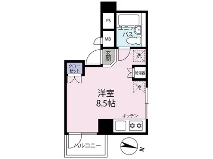 シャンボール第2都立大(ワンルーム/3階)の間取り写真