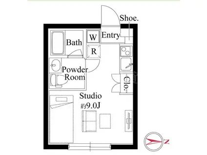 ファーヴァルハネダウエスト(ワンルーム/1階)の間取り写真