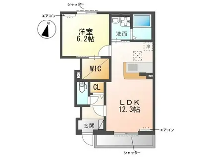 柏市船戸 アパート(1LDK/1階)の間取り写真