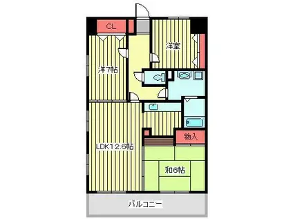 グランドールUNS(3LDK/8階)の間取り写真