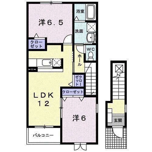 シャルマン(2LDK/2階)の間取り写真