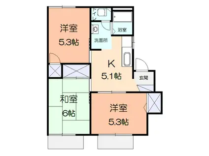 PALハイツI(3K/1階)の間取り写真
