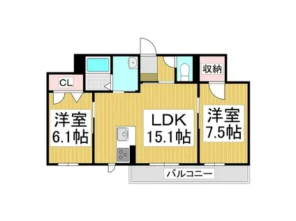 ラ・ペシュ(2LDK/1階)の間取り写真