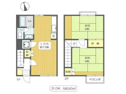 サンベルテ戸塚(2LDK/1階)の間取り写真