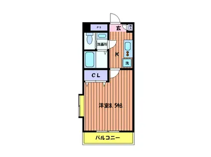 プレステージ立川(1K/3階)の間取り写真
