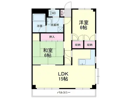 グレース蜆塚(2LDK/3階)の間取り写真