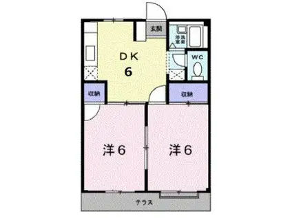 エルディム喜多村(2DK/1階)の間取り写真