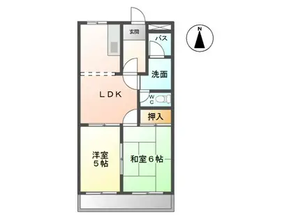 メモリアルコーポ II(2LDK/1階)の間取り写真