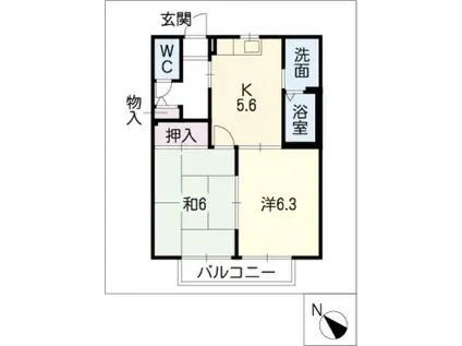 NAOID棟(2K/1階)の間取り写真