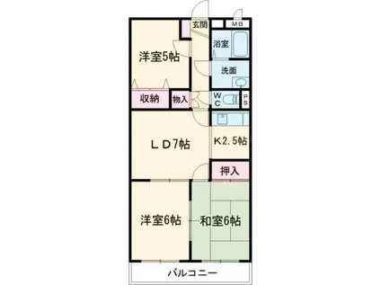エスポワールM2(3LDK/1階)の間取り写真