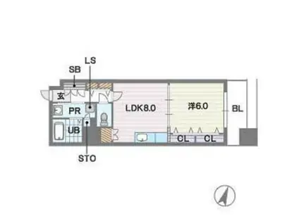 デイ―ウイングタワー(1LDK/6階)の間取り写真