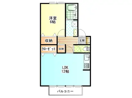 メゾンセジュール(1LDK/2階)の間取り写真