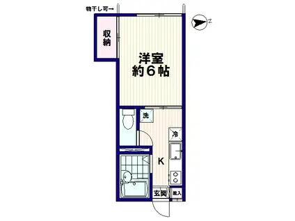 サニーハイツ中村(1K/2階)の間取り写真