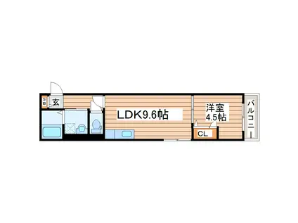 エクラ萩野町(1LDK/1階)の間取り写真