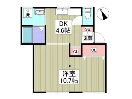 ハイツサングリーン(1DK/1階)の間取り写真