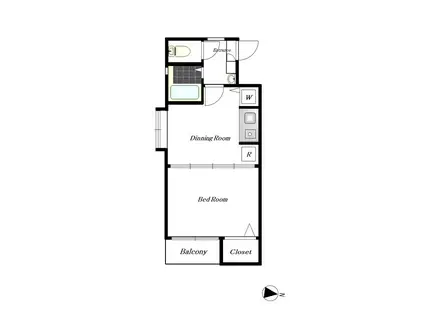 スカイコート五反田(1DK/2階)の間取り写真